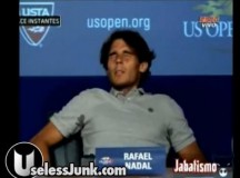 Tennis Player Rafael Nadal Gets a blowie during his press conference!